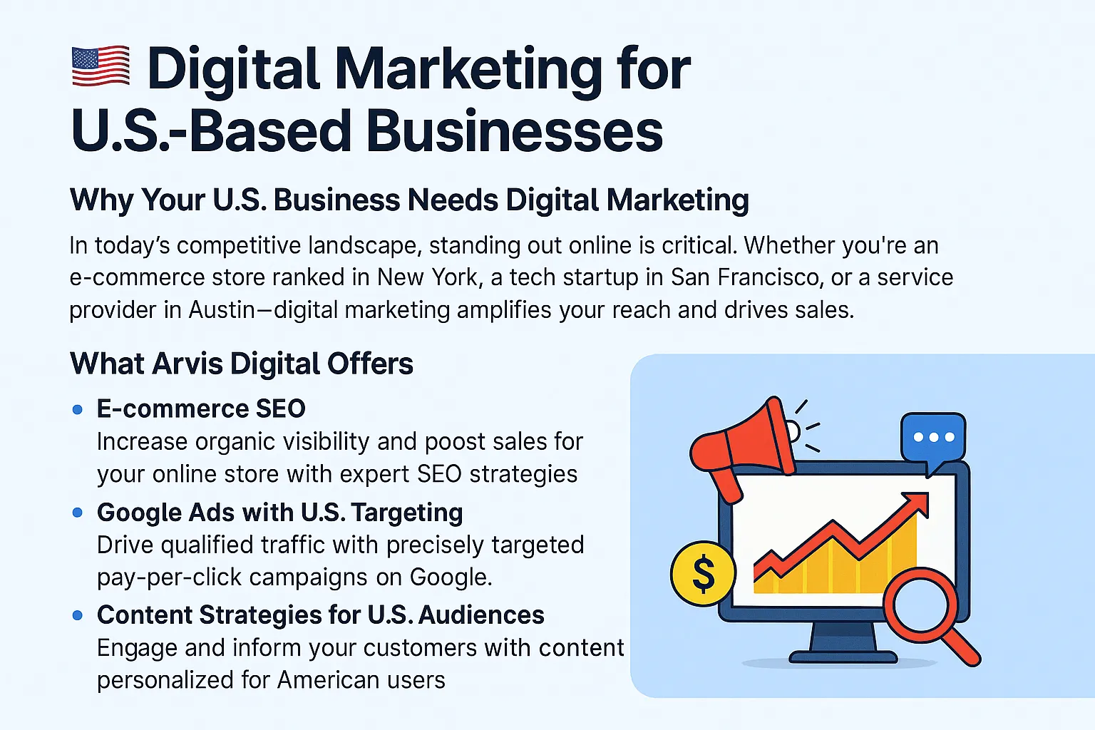 Digital Marketing for U.S. Businesses | SEO, PPC & Content – Arvis Digital